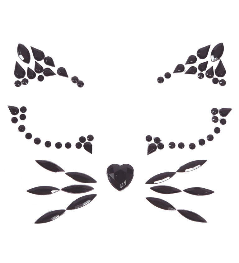 Lepící kamínky na obličej – kočka