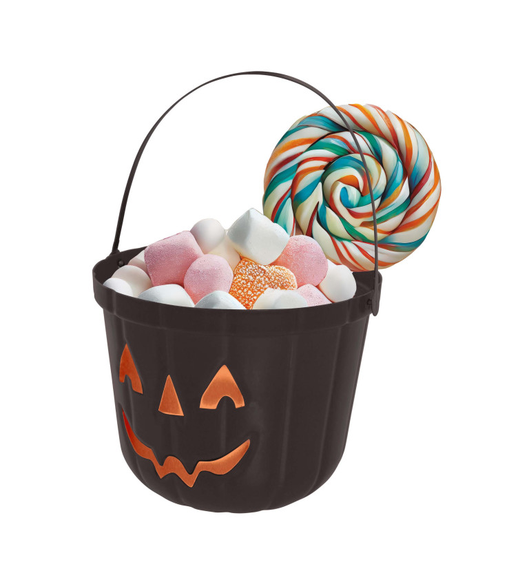 Černý halloweenský kyblík na sladkosti