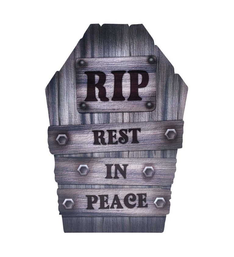 Dekorativní náhrobek s nápisem RIP