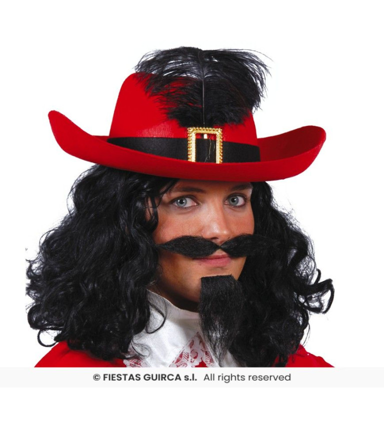 Mušketýrský klobouk – červený