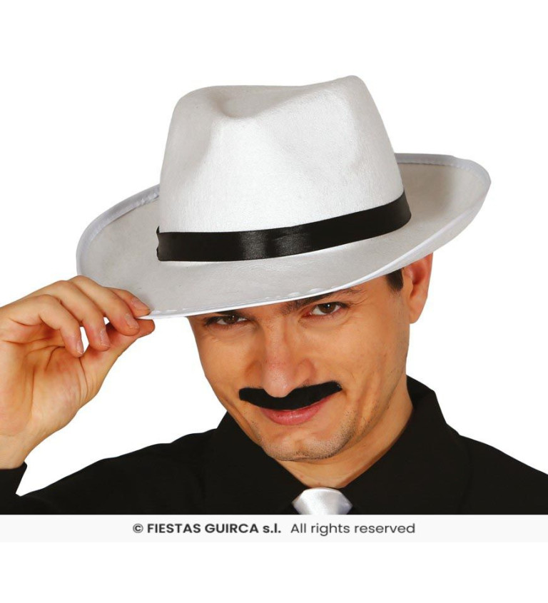Gangsterský klobouk – bílý se stuhou