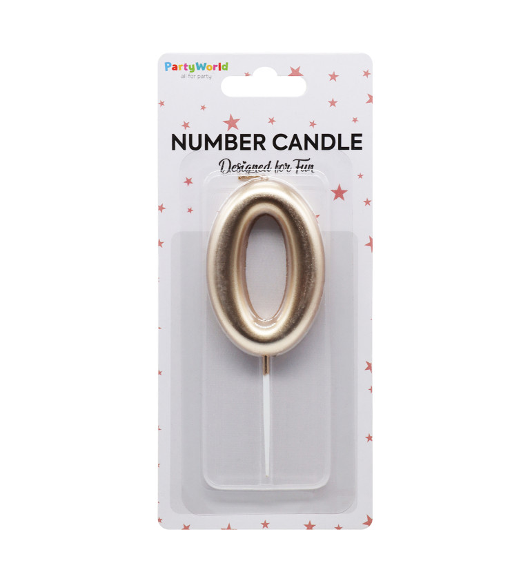 Rosegold narozeninová svíčka číslo 0