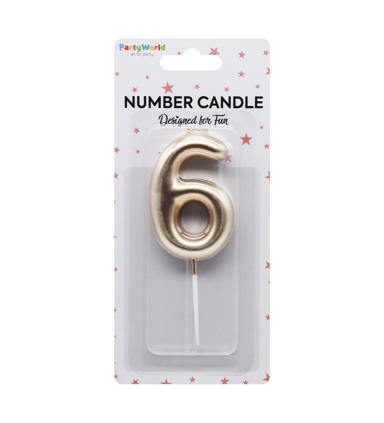 Rosegold narozeninová svíčka číslo 6