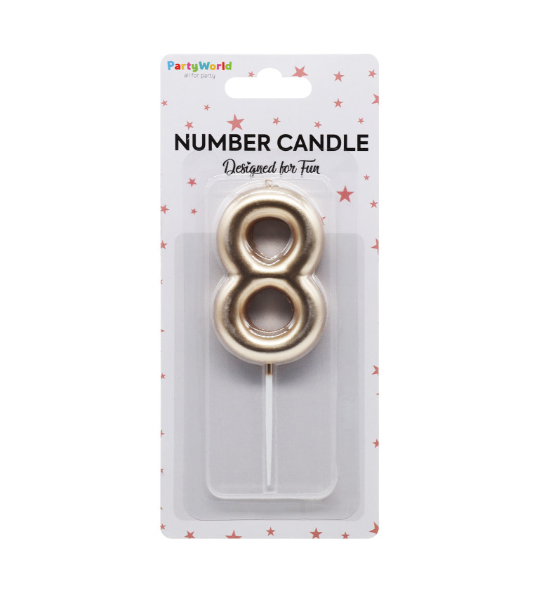 Rosegold narozeninová svíčka číslo 8