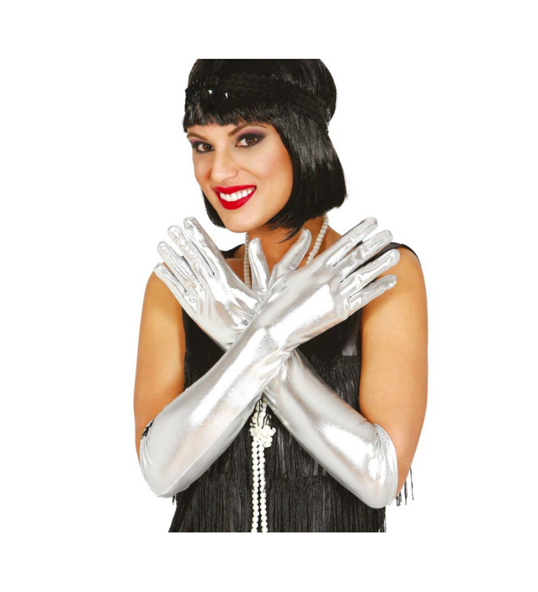 Dlouhé stříbrné rukavice