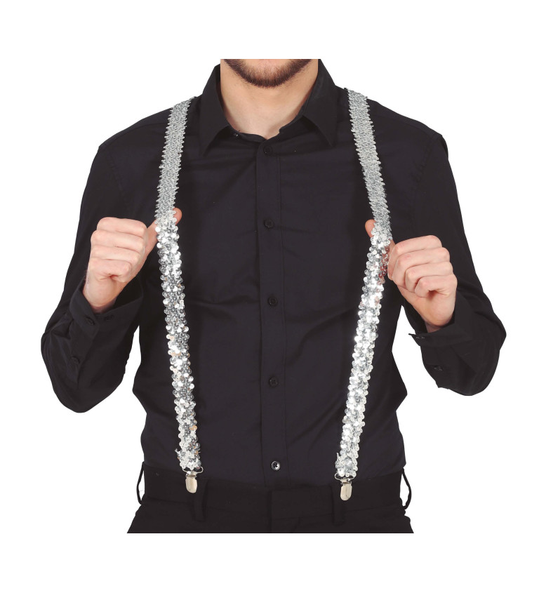 Flitrované stříbrné kšandy