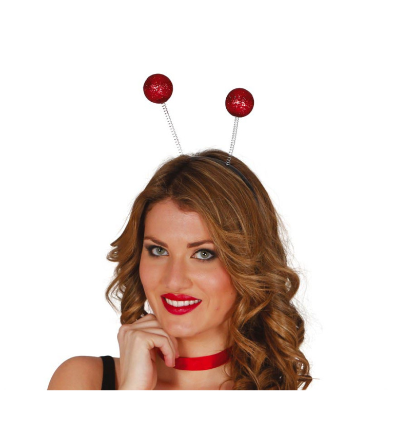 Čelenka s červenými třpytivými kuličkami