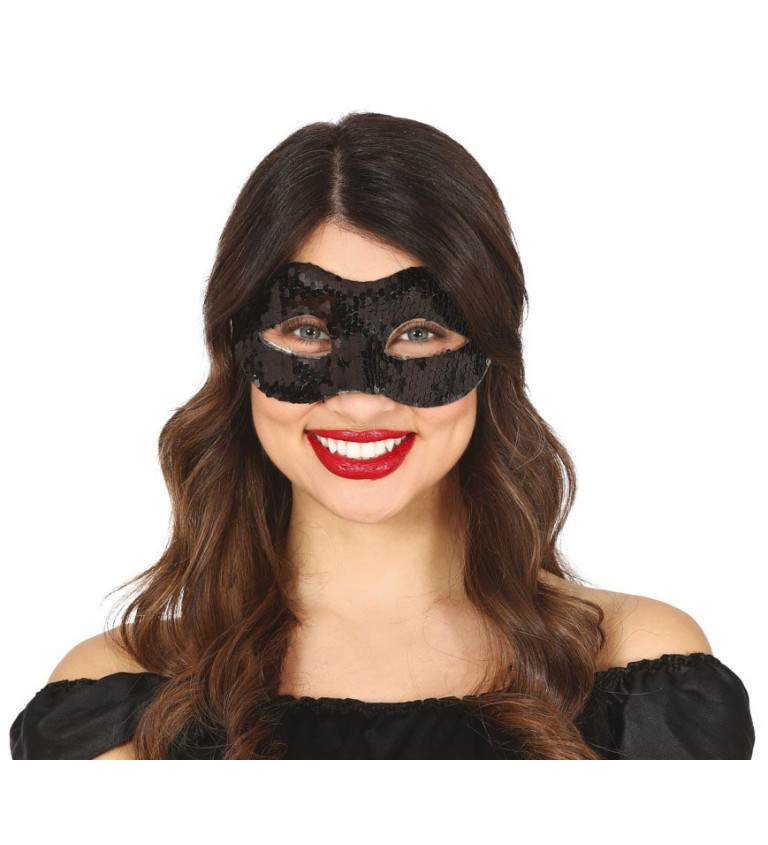 Černá flitrovaná škraboška