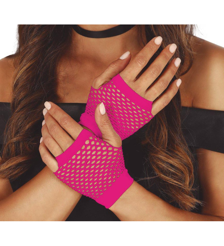 Retro rukavice – neon fuchsiová, 11 cm