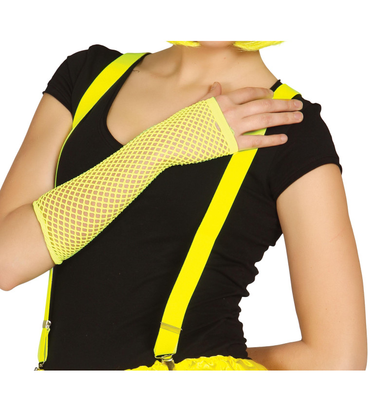 Retro rukavice – neon žluté, dlouhé