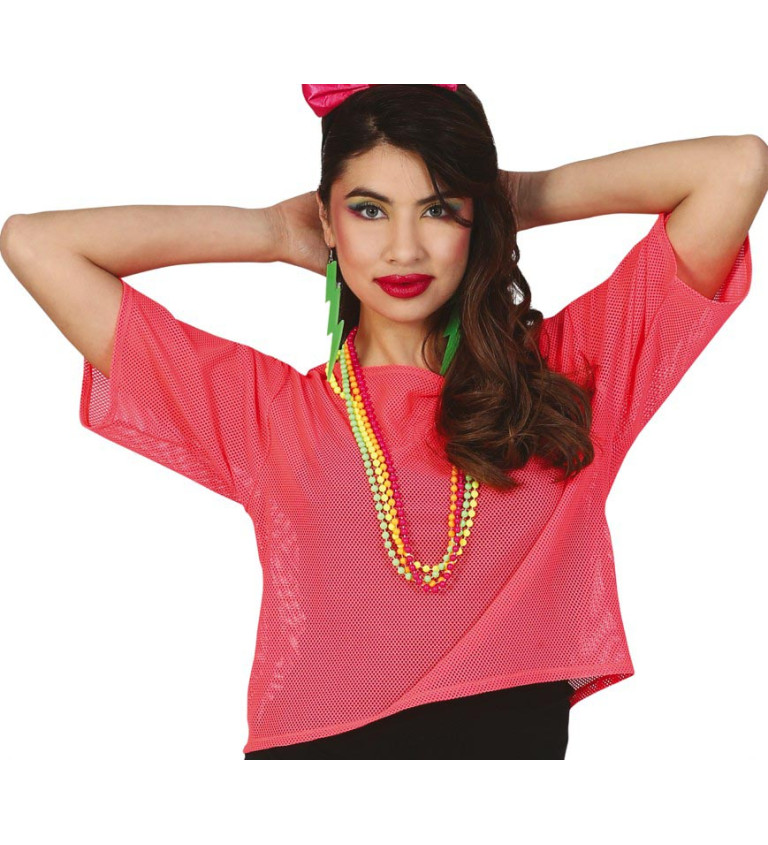 Retro síťované tričko – neon růžové