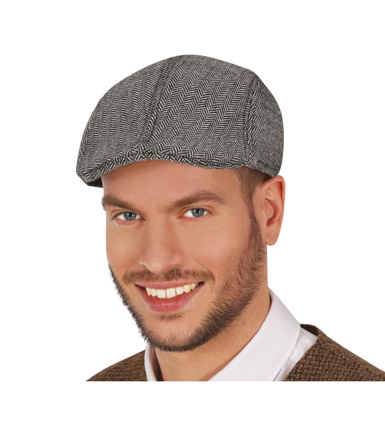 Šedý anglický stylový baret