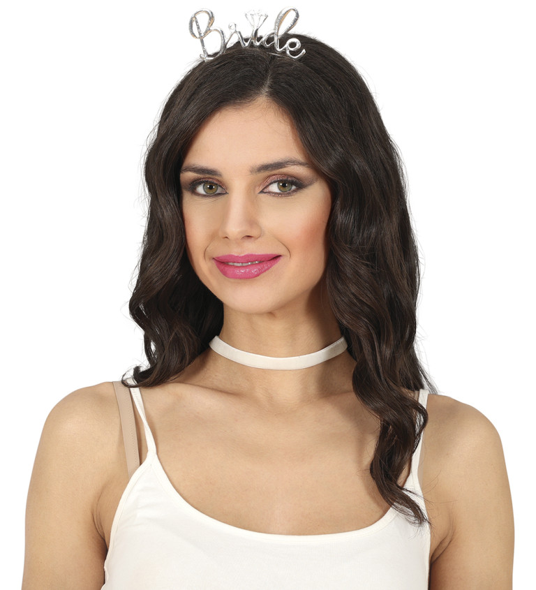 Kovová svatební čelenka - stříbrná