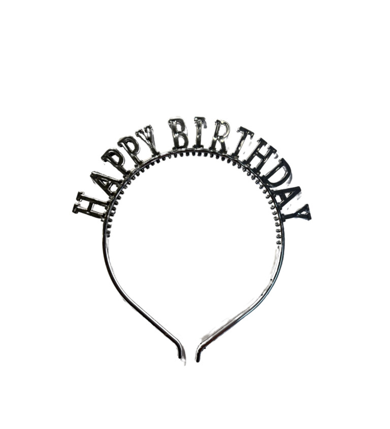 Narozeninová čelenka „Happy Birthday“ – stříbrná