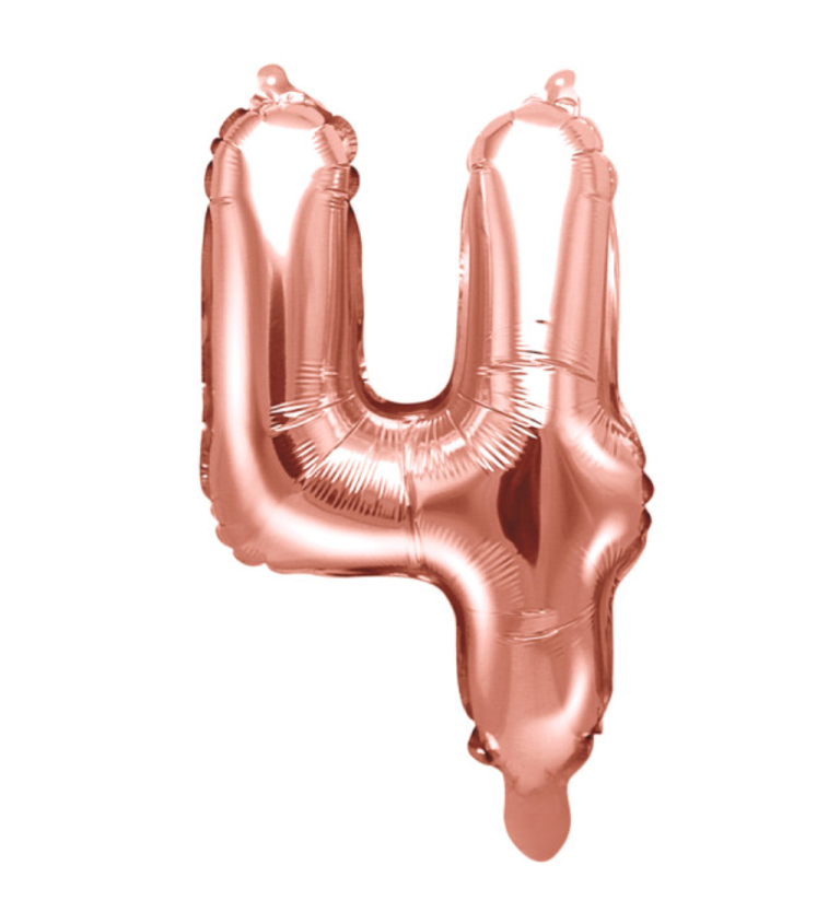 Rose gold fóliový balónek - číslo 4