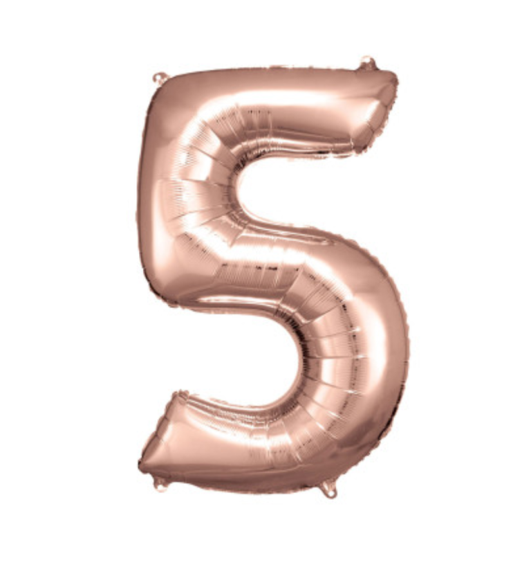 Rose gold fóliový balónek - číslo 5