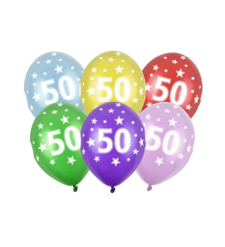 Narozeninový balónek  s číslicí 50 - 6 ks