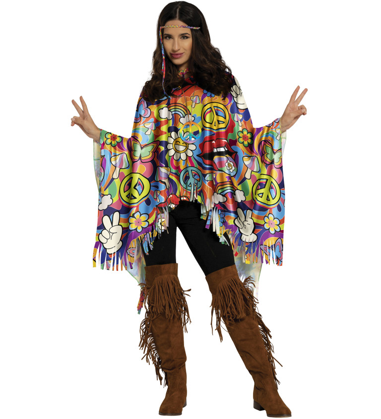 Barevné hippie pončo