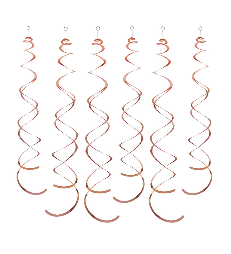 Dekorační spirály – rosegold, 6 ks