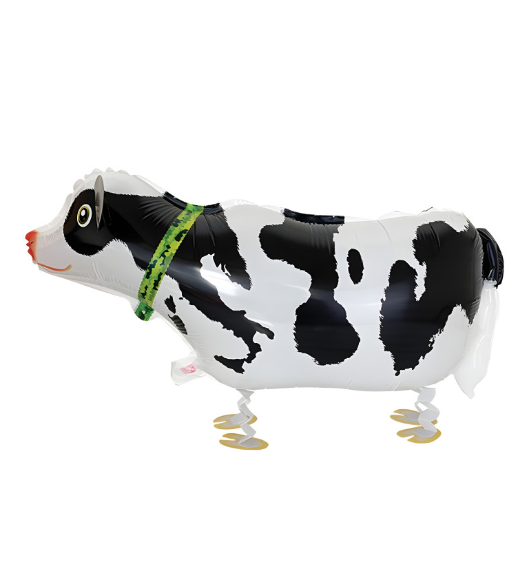Chodící fóliový balónek ve tvaru krávy