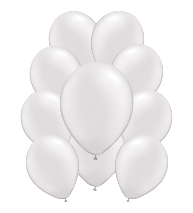 Metalické latexové balónky – bílé