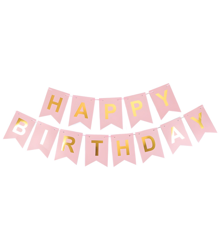 Happy Birthday banner: růžový