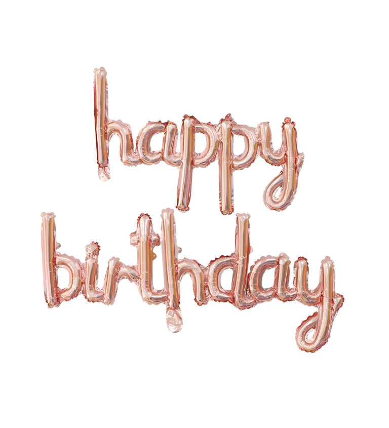 Fóliový Balónek Happy birthday - rosegold