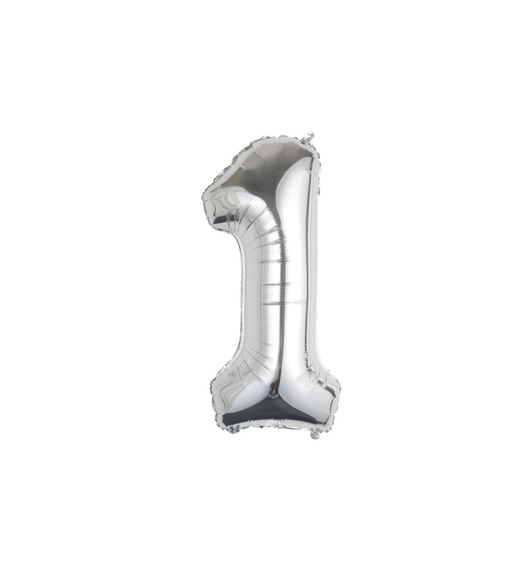 Stříbrný fóliový balónek ve tvaru čísla 1 – 89 cm