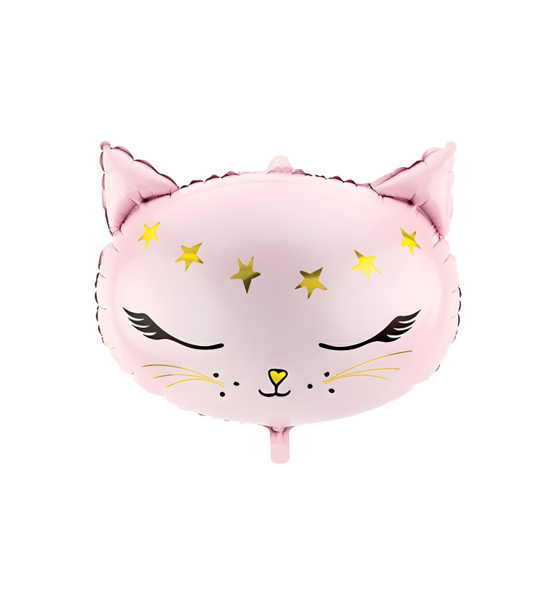 Fóliový balónek ve tvaru kočky – růžová