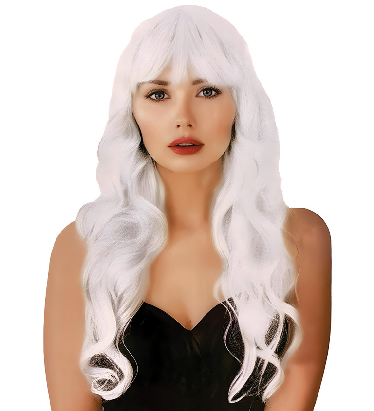 Dámská paruka: dlouhá vlnitá bílá