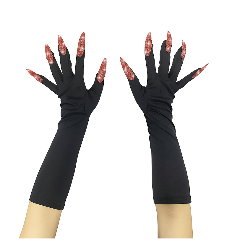 Rukavice – černé s červenými drápy