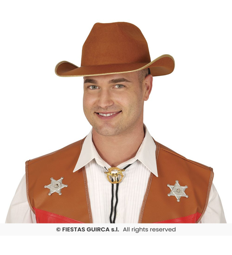 Hnědý kovbojský klobouk