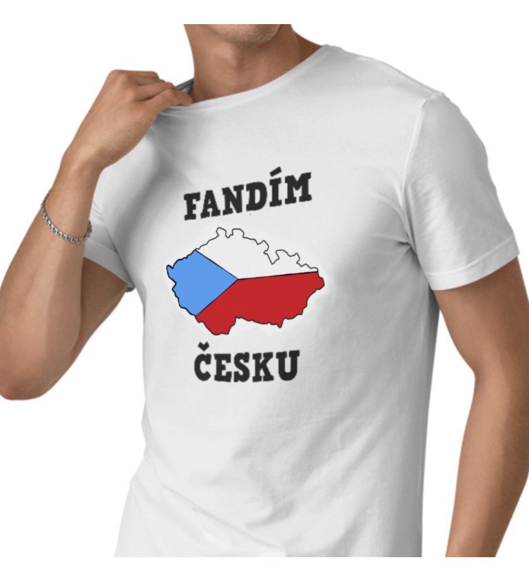 Pánské tričko bílé - Fandím česku