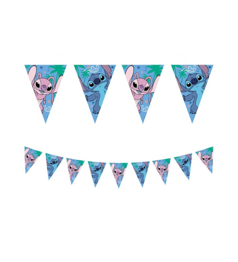 Girlanda Stitch & Angel – barevné vlaječky