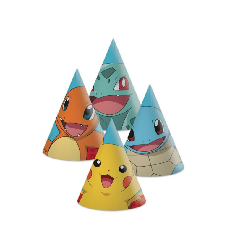 Papírové čepice Pokémon – Pikachu a přátelé