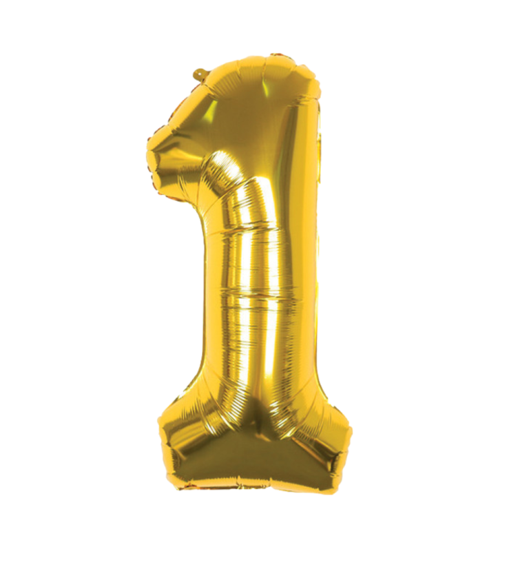Zlatý fóliový balónek ve tvaru čísla 1 – 89 cm