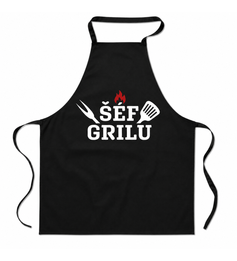 Zástěra černá - nápis Šéf grilu
